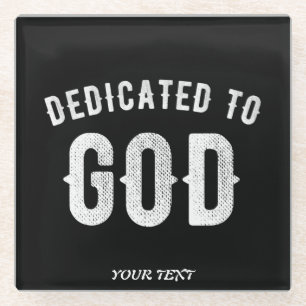 POSAVASOS DE VIDRIO DEDICADO A DIOS PERSONALIZABLE GUAY TEXTO BLANCO