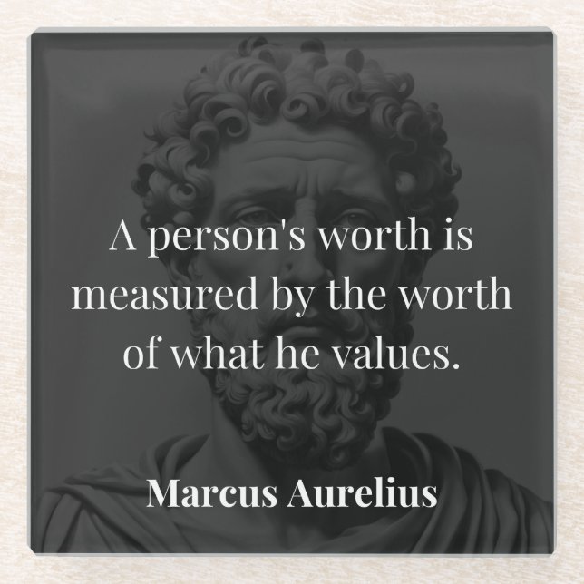 Posavasos De Vidrio Definición de Valor: Marcus Aurelius en Valores (Anverso)