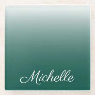 Posavasos De Vidrio Degradado oscuro personalizado verde