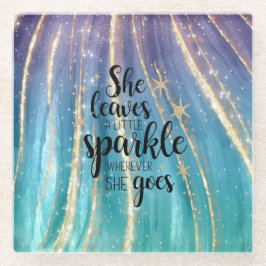 Posavasos De Vidrio Deja Un Pequeño Cepillo Espumoso Y Purpurina