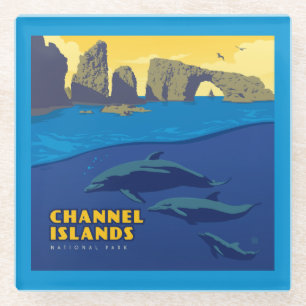 Posavasos De Vidrio Delfines del Parque Nacional de las Islas del Cana