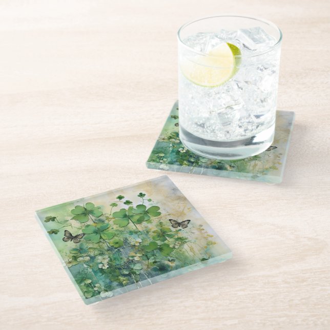 POSAVASOS DE VIDRIO DELICADAS VERGÜENZAS Y MARIPOSAS DE IRLANDA (Angular)