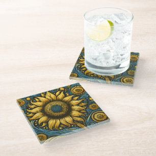 Posavasos De Vidrio Delicios de girasol