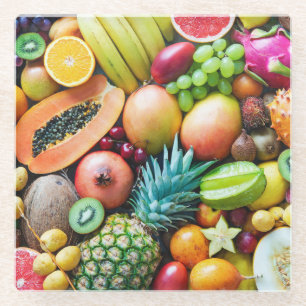 Posavasos De Vidrio Deliciosa exhibición de frutas