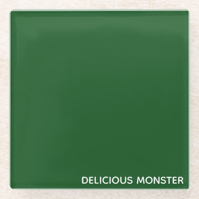Posavasos De Vidrio Delicioso nombre de color verde Monster (Anverso)