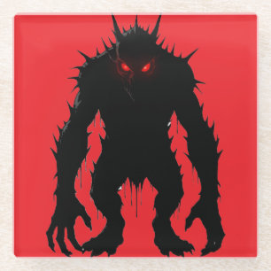 Posavasos De Vidrio Demonio de la Sombra Monstruo Ojos Rojos Terror re