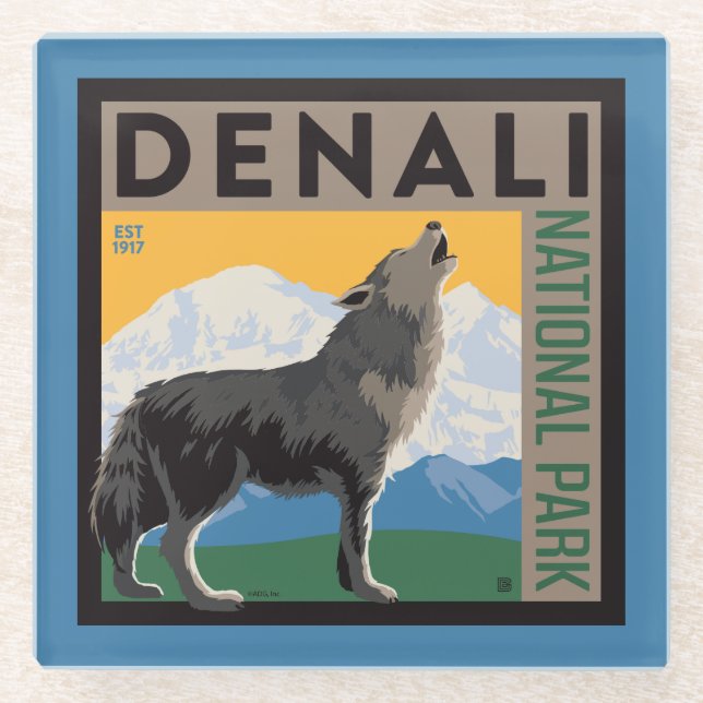 Posavasos De Vidrio Denali National Park | Howling Wolf (Anverso)
