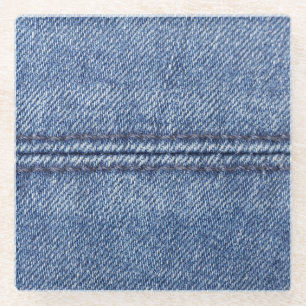Posavasos De Vidrio Denim Azul Macro, Textura De Cierre.