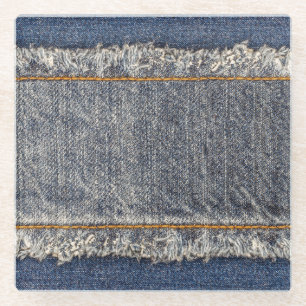 Posavasos De Vidrio Denim Blue Jeans: Parche doble Casual