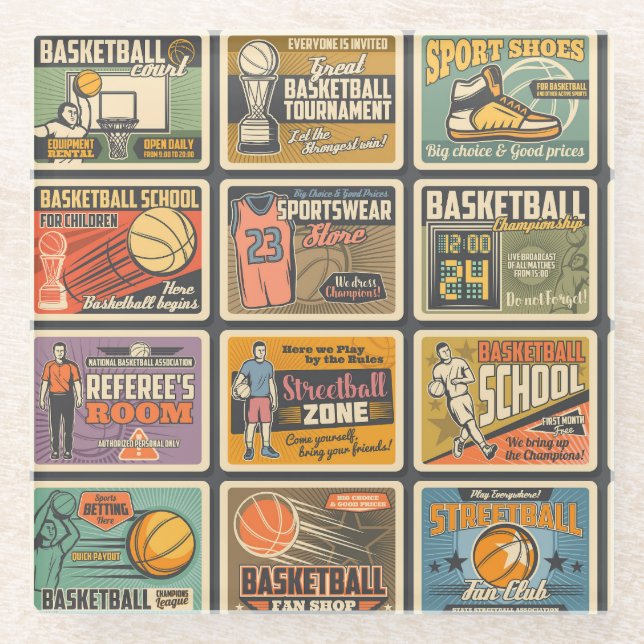 Posavasos De Vidrio Deporte de baloncesto (Anverso)
