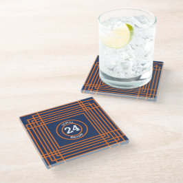 Posavasos De Vidrio Deportes Inspirado Naranja y azul