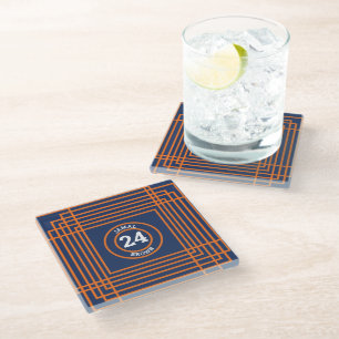 Posavasos De Vidrio Deportes Inspirado Naranja y azul