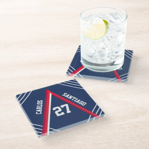 Posavasos De Vidrio Deportes inspirados en rojo y azul