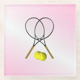 Posavasos De Vidrio Deportes Tenis Rosa