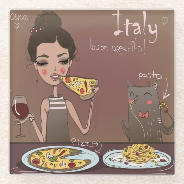 Posavasos De Vidrio Desayuno italiano (Anverso)