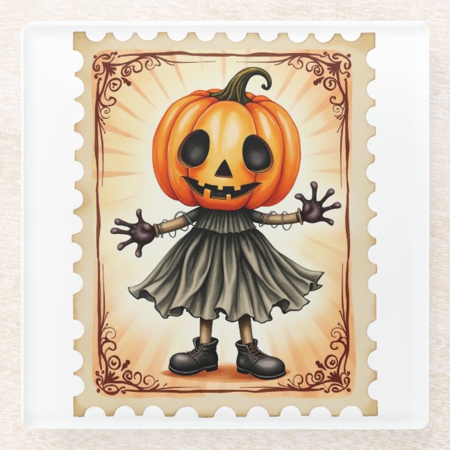 Posavasos De Vidrio Desfile de calabazas: El trampolín de cosecha (Anverso)