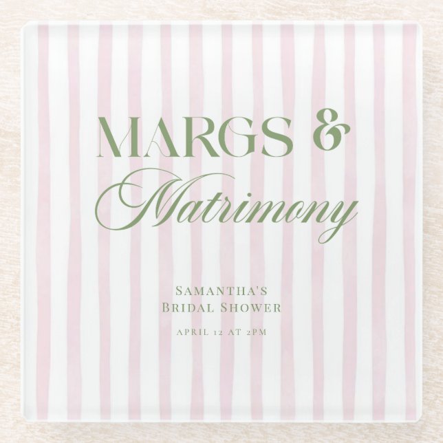 Posavasos De Vidrio Despedida de Soltera Margs & Matrimony Margarita (Anverso)