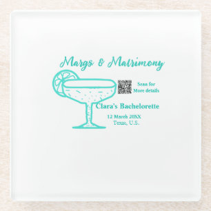 Posavasos De Vidrio Despedida de soltera Turquoise Margs & Matrimony 