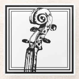 Posavasos De Vidrio Desplazamiento de violín blanco y negro con líneas