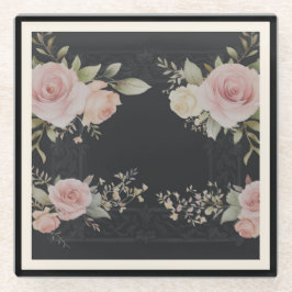 Posavasos De Vidrio Desplazamientos con rosas estilo victoriano