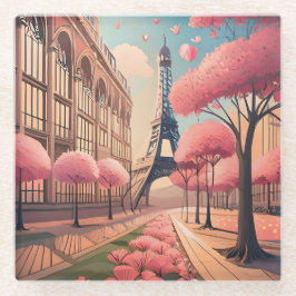 Posavasos De Vidrio Dessous de Verre Paris Romantique avec Tour Eiffel