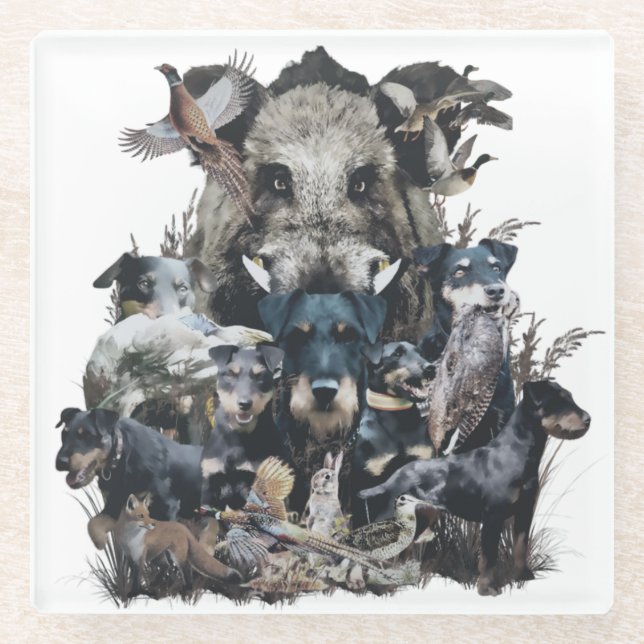 Posavasos De Vidrio Deutscher Jagdterrier (Anverso)