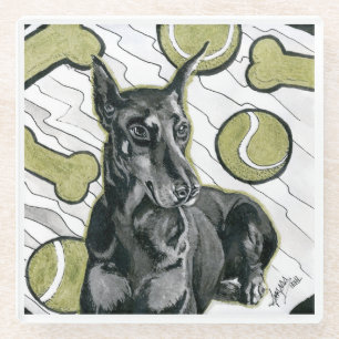 Posavasos De Vidrio Día 6 de Octubre de 2018 - Sueños Doberman de Boni