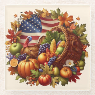 Posavasos De Vidrio Día de Acción de Gracias/americano/pavo/otoño