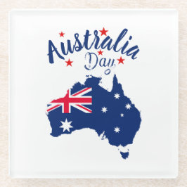 Posavasos De Vidrio Día de Australia Azul y Blanco Rojo