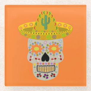 Posavasos De Vidrio Día de la Calavera Muerta en México