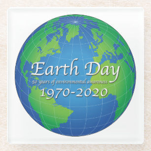 Posavasos De Vidrio Día de la Tierra 50 Aniversario de 2020