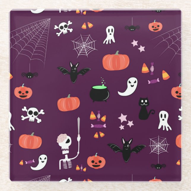 Posavasos De Vidrio Día de las Brujas (Anverso)
