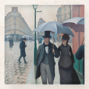 Posavasos De Vidrio Día de lluvias en la calle de París por Gustave Ca