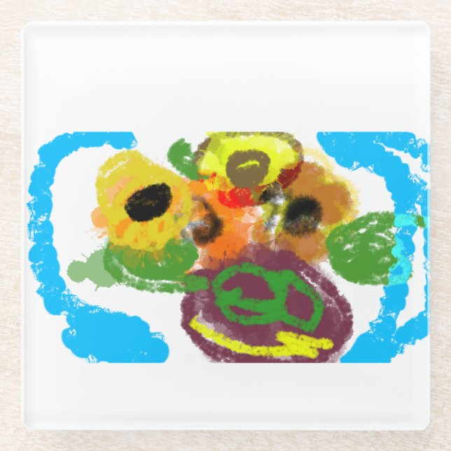 Posavasos De Vidrio Día de los girasoles (Anverso)