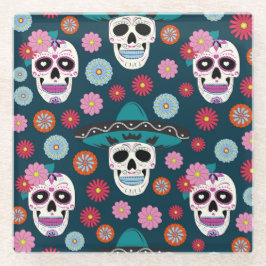 POSAVASOS DE VIDRIO DÍA DE MUERTOS DE HALLOWEEN CALAVERAS DE DULCE