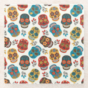 Posavasos De Vidrio Día de Muertos, sin fisuras.