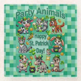 Posavasos De Vidrio Día de San Patricio Diversión y Adorables "Animale