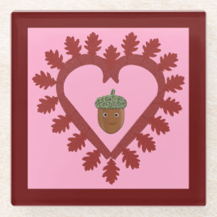 Posavasos De Vidrio Día de San Valentín Corazón de Amor Bellota
