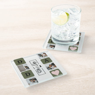 Posavasos De Vidrio Día del Padre del Collage de fotos Moderno