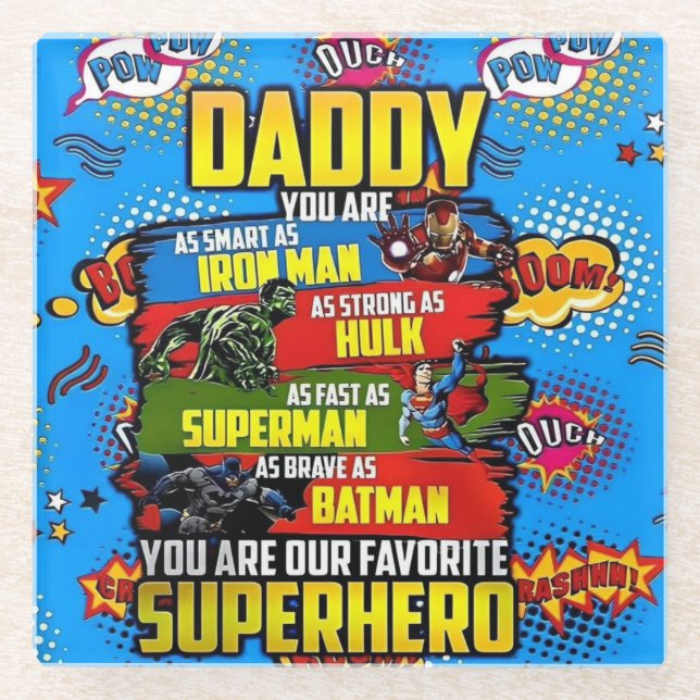 Posavasos De Vidrio Día del padre - Superdad (Anverso)