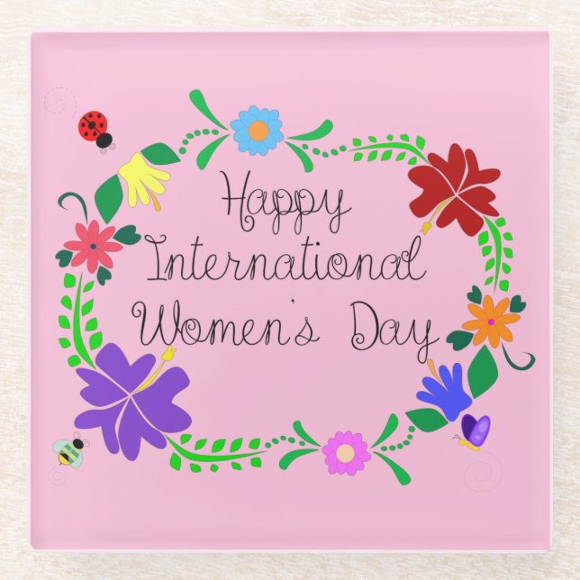 Posavasos De Vidrio Día Internacional de la Mujer 2021 (Anverso)