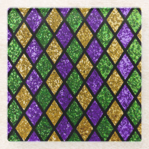 Posavasos De Vidrio Diamantes de las baldosas, fondo festivo