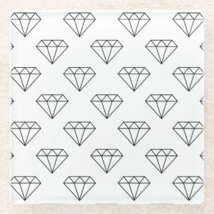 Posavasos De Vidrio Diamantes Negros Y Blancos