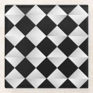 Posavasos De Vidrio Diamantes satinados de mediados del siglo - blanco