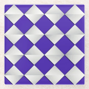 Posavasos De Vidrio Diamantes satinados de medio siglo - cobalto y bla
