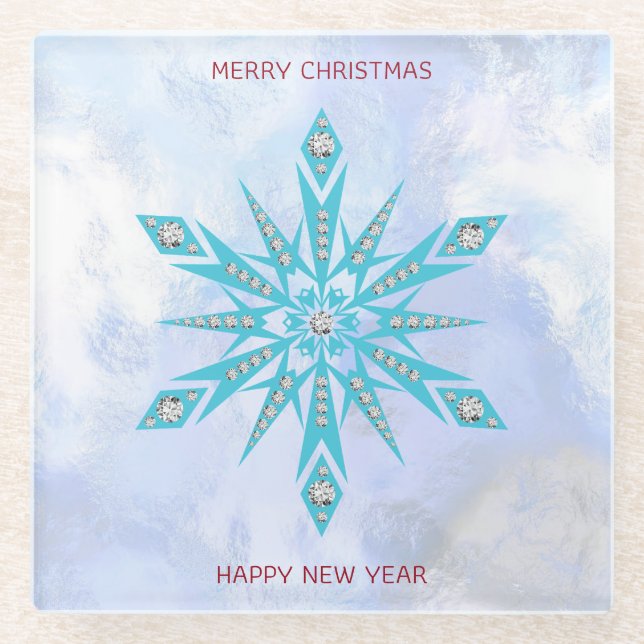 Posavasos De Vidrio Diamond Snowflake (Anverso)