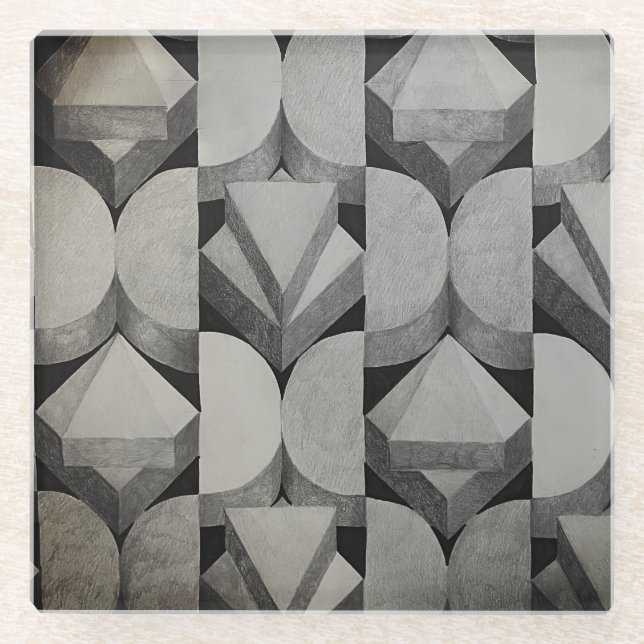 Posavasos De Vidrio Dibujo abstracto de la escayola (Anverso)