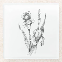 Posavasos De Vidrio Dibujo Bella Artes, Flor Iris, Arte Botánico