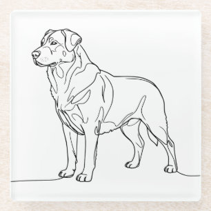Posavasos De Vidrio Dibujo de arte de línea de perro moderno minimalis