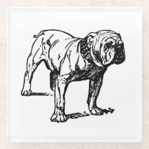 Posavasos De Vidrio dibujo de bulldog